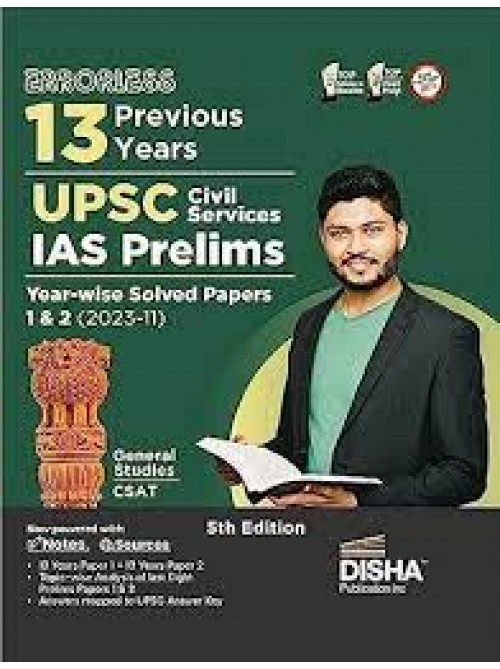 Disha Errorless 13 Previous Varsh UPSC Civil Services IAS Prarhambhik Varsh-vaar Solved Papers 1 & 2 (2023 - 11) 4th Edition | PYQs Question Bank | (English) at Ashirwad Publication