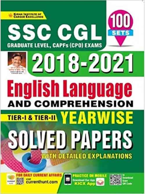 Kiran SSC CGL 2018 to 2021 English Language and Comprehension Tier 1 and Tier 2 at Ashirwad publication