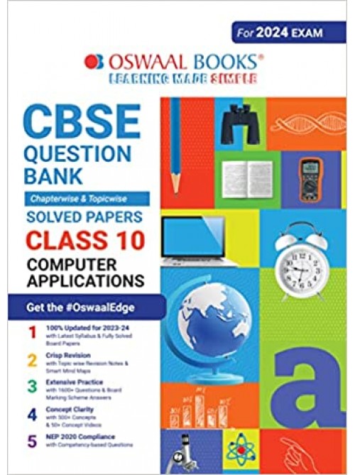 Oswaal CBSE Chapterwise & Topicwise Question Bank Class 10 Computer Application Book (For 2023-24 Exam) at Ashirwad publication
