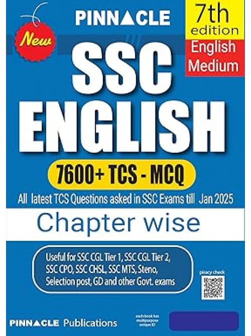 pinnacle SSC English 7600 TCS MCQ chapter wise with detailed explanation 7th edition english medium at Ashirwad Publication